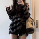 T&auml;navar&otilde;ivad triibuline kootud pikkade varrukatega sviiter naiste s&uuml;gismood Punk &otilde;&otilde;nsad kudumid, topid 29236 One Size orion i v&auml;rv