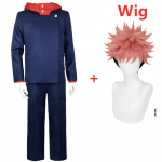 Jujutsu Kaisen Itadori Yuji Cosplay Kost&uuml;&uuml;mid Top p&uuml;ksid Unisex Halloween Party Anime vormikomplekt Carneval Masquerade Party Parukas L-(Full set+wig)
