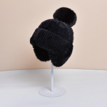 Talvine k&otilde;rvakaitse Kootud m&uuml;ts Villane m&uuml;ts Palus k&uuml;lmakindel soe karusnahast m&uuml;ts naiste varrukam&uuml;tsiga must