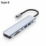 7-&uuml;hes USB C-jaotur 4K 30Hz HDMI-&uuml;hilduv adapter PD 87W USB 3.0 splitter TF/SD-kaardilugeja C-t&uuml;&uuml;pi dokkimisjaam telefoni/arvuti/s&uuml;learvuti jaoks Style B
