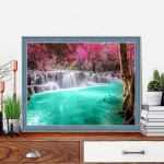 5D DIY Teemantmaal Roheline Vesi Ristpistes Komplekt Mosaiik Teemanttikandid Roos T&auml;is &uuml;mmargune kandiline puur Kodukaunistus Round 40x50cm