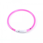 LED koera kaelarihm USB Laetav v&auml;lklamp koera kaelakee kerge PVC lemmiklooma turvakaelarihm suurele keskmisele roosa