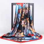 Kvaliteetsed luksuslikud siidist sallid peapael Sallid kaelasall naistele kett siidist sall naiste dekoratiivne sall 90*90cm j&auml;rve sinine v&auml;rv