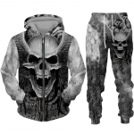 Lahe pealuu 3D prinditud musta lukuga kapuutsiga p&uuml;kste &uuml;likond gooti punk stiilis meeste naiste dressikomplekt 2024 Halloweeni t&auml;navar&otilde;ivaste kost&uuml;&uuml;m S