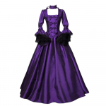 Holloweeni naiste vintage kleit Keskaegne Cosplay renessansiaegne pitsiline kleit, varrukatega maast pikk kleit Maxi pikk kleit XXXL lilla