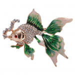 Kuldkala pross Rhinestone Decor Gradient Kontrastv&auml;rv Realistlik Kala Kuju 3D V&auml;rvikindel roostevaba Luksuslik Mantel kampsun M&uuml;tsi kott Dekoratsioon punane