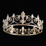 Barokkne &uuml;mmargune Golden Crown sulamist rhinestone King Crown Pruudi krooniga peakate