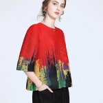 Naiste pluus Casual Frole Blossoms S&uuml;gis Uus mood Pluus V&auml;ike s&auml;rk V&auml;lis&otilde;hk &Otilde;&otilde;nes P&otilde;levad Lilled Pluus Alt M must