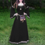 Naiste keskaegne kleit Renaissance Fit Ebaregulaarsete pikkade varrukatega Cosplay Maxi kleit XXXXXL must