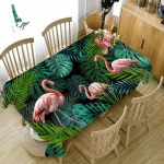 Flamingo ja rohelise džungli mustriga laudlina tolmukindel pestav riie paks puuvillane ristk&uuml;likukujuline ja &uuml;mmargune laudlina 140 X 180CM black