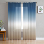 Sinise khaki v&auml;rvi gradientsed l&auml;bipaistvad kardinad elutuppa magamistuba kodukaunistuseks k&ouml;&ouml;k t&uuml;ll Windowsi jaoks Voile kardinad 135W x 114H(cm)