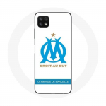 Valge taustaga &uuml;mbris Samsung Galaxy A22 5G Olympique de Marseille logoga