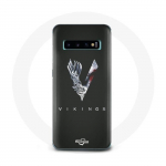 &Uuml;mbris Samsung Galaxy S10 Vikings Series 6. hooaja logoga V M&otilde;&otilde;gahall must taust