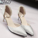 Naiste mood Seksikas terava varbaga k&otilde;rge kontsaga kingad pahkluu rihmaga naiste sandaalid 35 kuld