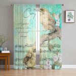 Linnu lille kroonleht oks Kaasaegsed tr&uuml;kitud t&uuml;llkardinad magamistoa r&otilde;du aknakaunistuseks Loominguline mood Kodu l&auml;bipaistev kardin 135W x 114H(cm)