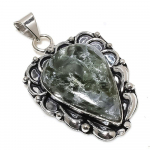 Natural Seraphinite Gemstone Handmade 925 Sterling Silver Pendant 2.05 l5j67