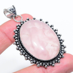 Natural Rose Quartz Gemstone Handmade 925 Sterling Silver Pendant 2.56 d9l16
