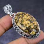 Natural Ocean Jasper Gemstone 925 Steling Silver Jewelry Pendant 2.17 v8u82