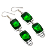 Natural Peridot Gemstone Handmade 925 Sterling Silver Jewelry Earring 2.48 k3a06