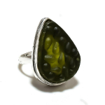 Natural Moldavite Quartz Gemstone 925 Sterling Silver Gift Ring Size 7 g8z01