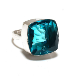 Natural Blue Topaz Gemstone Handmade 925 Sterling Silver Ring Size 8.5 v6j93