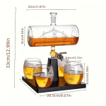 Mereteemaline 1000 ml viski- ja veinikarahvi komplekt - Sisaldab 4 gloobusklaasi Elegantne kodubaari kingitus meestele ja isale Sailing Style 33.81oz Decanter + 4 Cups