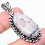 Natural Porcelain Jasper Gemstone 925 Sterling Silver Gift Pendant 2.01 v3h53