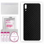 apgo Protective Skin Sticker for the back compatible with Huawei Enjoy 9e, Wrap Film, Foil, Vinyl - Pattern Carbon Black