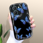 Armas koomiksimustriga kreemjas tekstuuriga korpus, lainelise servaga pehme silikoonkaanega telefoni&uuml;mbris Vivo jaoks Vivo S1 valge