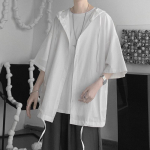 Meeste suvine kapuutsiga l&uuml;hikeste varrukatega kardigan suur vabaaja l&uuml;hikeste varrukatega hingav top 4XL valge