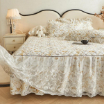 puuvillane topeltpael Magamistuba lilledega voodi seelik Korea libisemiskindel tolmukindel voodikate &otilde;pilastele voodipesu &Uuml;hekohaline topeltmadratsi kaitse 1pc Skirt 180x200cm