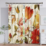 Retro stiilis lehtede ja lillede seeria p&auml;ikesekardinad elutuppa, magamistuppa, kodu kaunistuseks, digitaaltr&uuml;kk, kohandatud &otilde;huke kardin 135W185H(CM)53x73in&Grommet Top