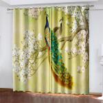 Rohelised paabulinnu luksuslikud kardinad elutuppa m&uuml;&uuml;gil Aknakardinad magamistuppa Moodsad kardinad 260 K&otilde;rged kardinad 100W130H(CM)40x51in&Hook
