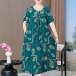 Suvised elegantsed pikad kleidid naistele Suures suuruses avarate l&uuml;hikeste varrukatega vintage printiga naiste kleit 5XL