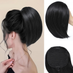 Sirgete juuste hobusesaba pikendus naistele, Lihtsalt kinnitatav n&ouml;&ouml;riga hobusesaba loomuliku musta ja halli seguga, Reguleeritav elastne riba turvalise kammiga