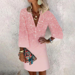 Naistele m&otilde;eldud kleidid vabaaja V-kaelusega vabaaja kolmeveerandvarrukatega kleit, n&ouml;&ouml;biga p&auml;ikesekleit XL khaki