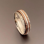 Solid 925 Sterling Silver Spinner Band, kahetooniline s&otilde;rmus, Bohemian ring, kingitus talle, h&otilde;beehted, unisex ring 6