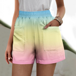 Naiste &uuml;hev&auml;rvilised p&uuml;ksid, moodsad taskuga elastse v&ouml;&ouml;kohaga vabaaja l&uuml;hikesed p&uuml;ksid L sinine