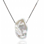 Ainulaadne barokkp&auml;rli kaelakee, naturaalne mageveeline sakiline p&auml;rli ripats 925 h&otilde;bedast kaelakee ripats kaelakee naistele 13-14mm&45cm&Imitation Rhodium Plated
