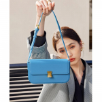 K&auml;ekott naistele split-nahast &uuml;hek&otilde;ieline kott metallkaunistusega crossbody v&auml;ike ruudukujuline kott (20cm<Max Length<30cm) sinine