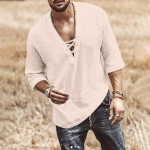 Disainer kevadsuvi Meeste vabaaja puuvillased linased &uuml;hev&auml;rvilised pikkade varrukatega s&auml;rgid lahtise kraega s&auml;rgid L beež