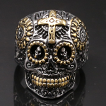 Punk rock kullav&auml;rvi roostevabast terasest Premium Skull Biker Ring meeste surmapea meeste s&otilde;rmused suur suurus 13 14 15 risti ehted gooti 8 kuld