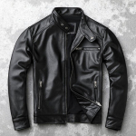 Vintage pruun mantel klassikaline bikerstiilis l&uuml;hike &otilde;huke ehtsast nahast jakk Meeste vabaaja nahast mantel Aasia suurus 6XL s&uuml;gisene hulgim&uuml;&uuml;k Size S musta nahktagi v&auml;rvi