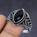 Black Onyx Gemstone handmade 925 Sterling Silver gift Jewelry Ring Size 10 w6H10