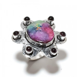 Natural Rainbow Solar Quartz Gemstone 925 Sterling Silver Ring Size 6 z9p87