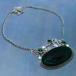Emerald Natural Diopside Gemstone 925 Sterling Silver Necklace 18 y1r47
