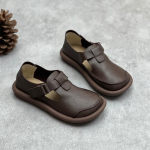 Ehtsast nahast &uuml;mmarguse varbaga retro k&auml;sit&ouml;&ouml;na valmistatud naiste jalatsid Pehme tallaga mugavad vabaajajalatsid 35 kohv