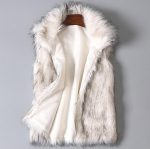 Naiste villane vest Faux Vest Stand krae Faux Vest jope L valge