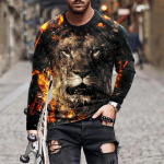Kevad-s&uuml;gis T-s&auml;rgid &Uuml;mara kaelusega pikkade varrukatega Animal Top Meeste spordir&otilde;ivad Plus Size Vintage 3d Print T-s&auml;rk S