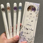 4 tk Kawaii geelpliiatsid, must tindiga CS ots, mida saab uuesti t&auml;ita, kirjutage sujuvalt esteetilised kirjatarbed pastapliiatsi koolitarbed A